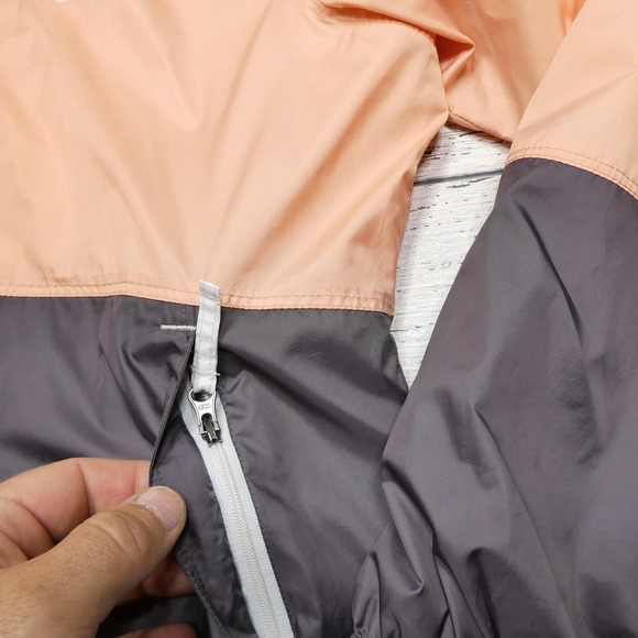 Columbia Jacket Womens Medium Peach Hooded Fleece Lined Windbreaker Colorblock - Picture 4 of 10